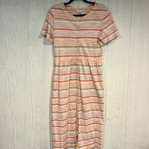 Talbots Short Sleeve Long Dress with Buttons, Size M